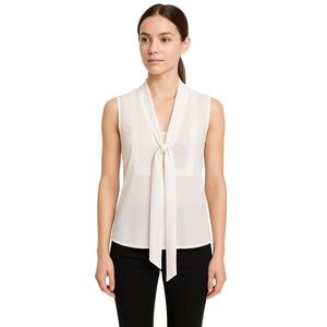 Pins And Needles Womens Tank Top White Tie-Neck Sheer Sleeveless Lace XS